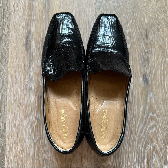 Super Varese Black Patent Leather Loafers Vero Cuoio Italiano Made In Italy - 41 - Picture 13 of 14